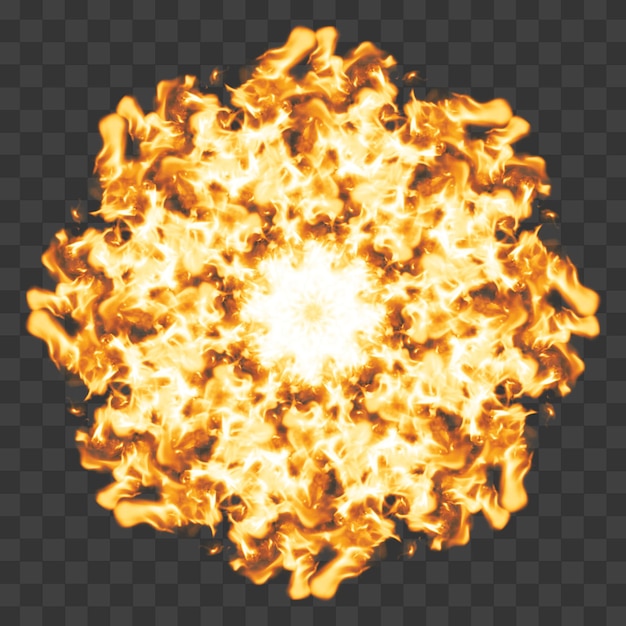 Eine kreisförmige Form eines Feuerballs mit Funken auf einem transparenten Hintergrund