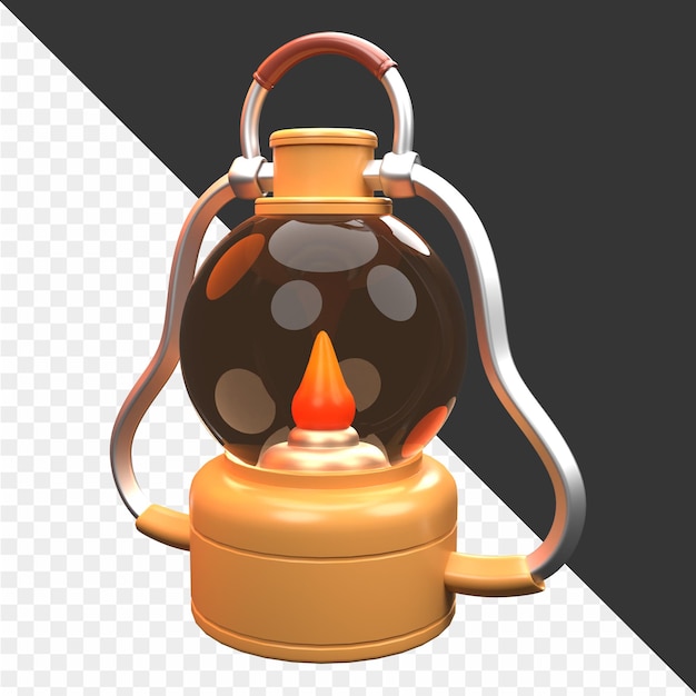 eine Lampe mit einer Flamme darauf und einem schwarzen Hintergrund