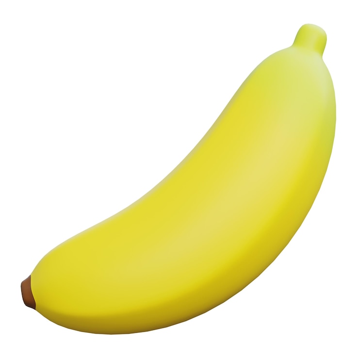 PSD eine lebendige 3d-cartoon-bananen, perfekt reif und zu essen