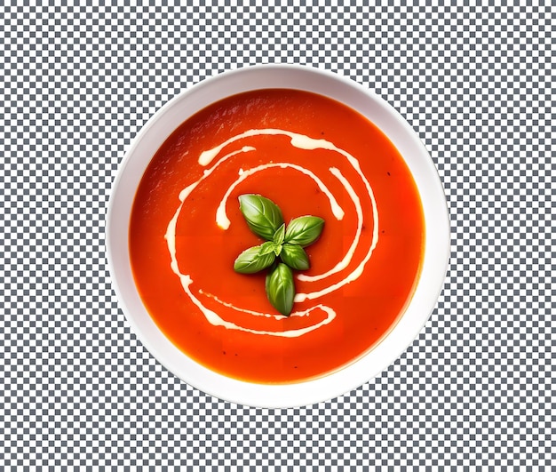 Eine leckere Tomatensuppe, die auf einem transparenten Hintergrund isoliert ist