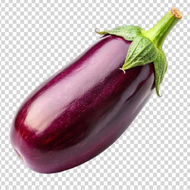 Eine lila aubergine mit einem grünen stamm auf durchsichtigem hintergrund