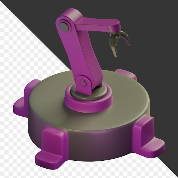 eine Maschine mit einem lila Griff und einem schwarzen Hintergrund