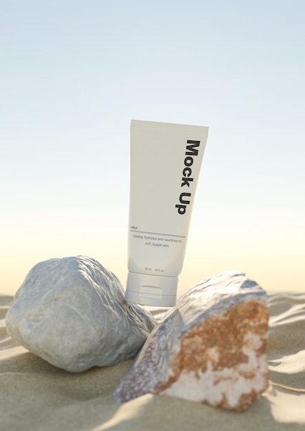 Eine Mockup-PSD-Datei für Kosmetika, Lotion und Feuchtigkeitscreme.