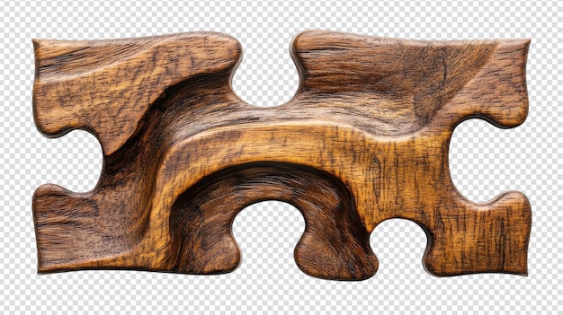 Eine Nahaufnahme eines hölzernen Rätselstücks mit strukturiertem Korn, das ideal für pädagogische Aktivitäten und die Ausstellung von Kunstwerken ist