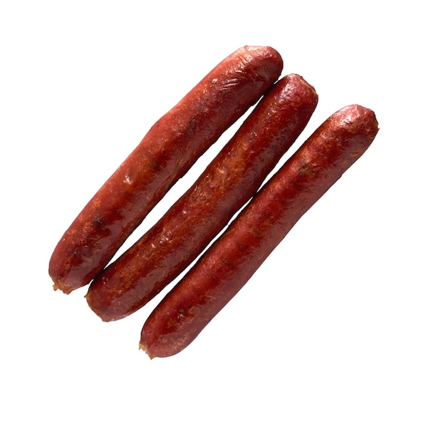 Eine Nahaufnahme von Beef Hot Dogs isoliert