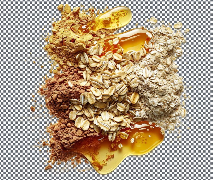 PSD eine nahaufnahme von erdnussbutter und haferflocken auf einem gerahmten hintergrund
