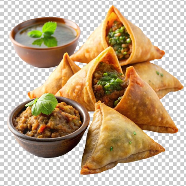 Eine nahaufnahme von schmackhaften samosas