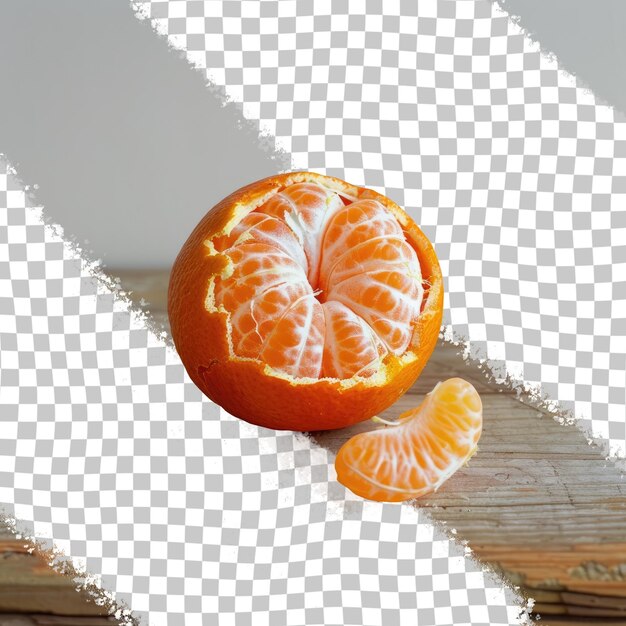 PSD eine orange ist auf einem holzbrett mit einer fehlenden scheibe