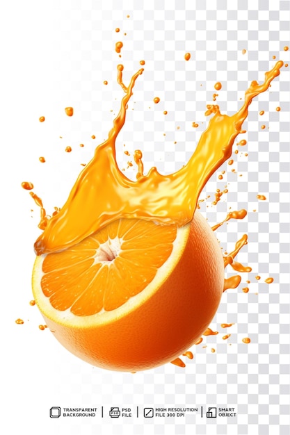 Eine Orange mit einem Spritzer Orangensaft
