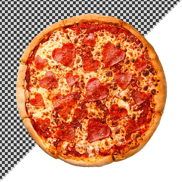 eine Pepperoni-Pizza ist auf einem gerasterten Tischtuch