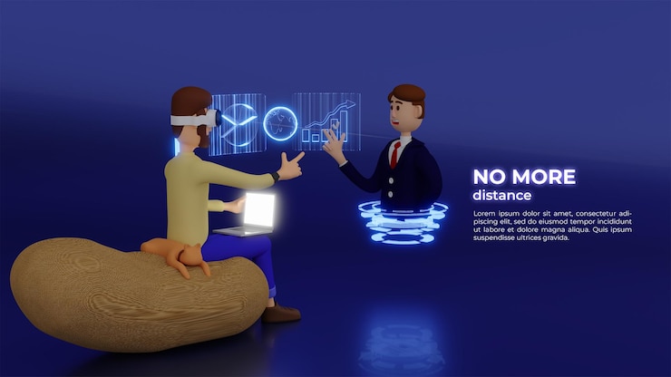PSD eine person, die augmented-reality-technologie für virtuelle treffen verwendet