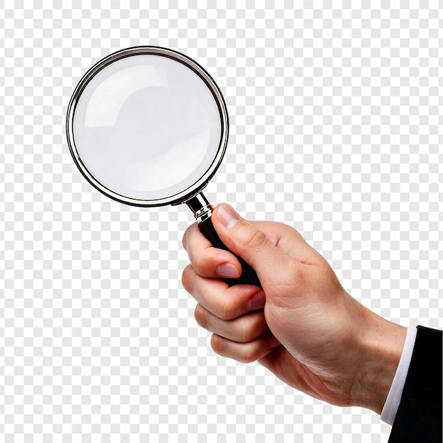 eine Person hält ein Vergrößerungsglas
