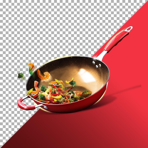eine Pfanne mit rotem Hintergrund und ein roter Hintergrund mit einem roten Hintergrund