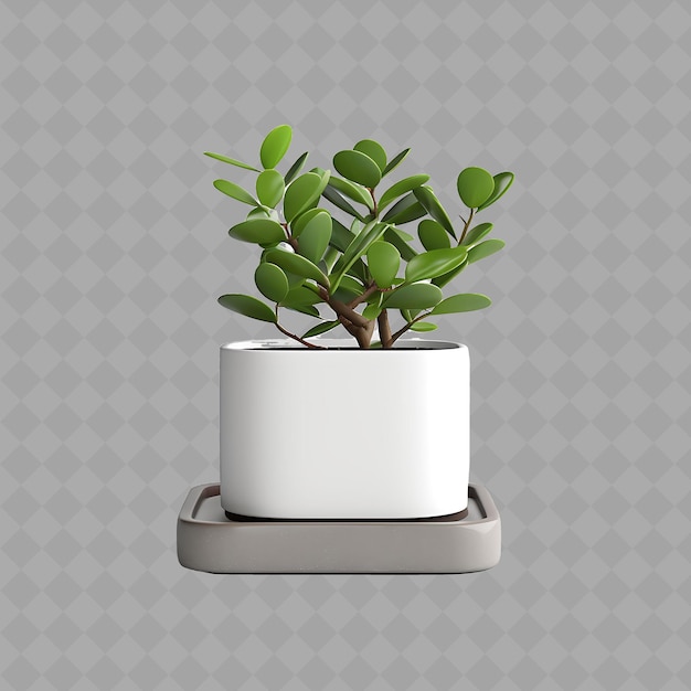 PSD eine pflanze in einem weißen topf mit grauem hintergrund