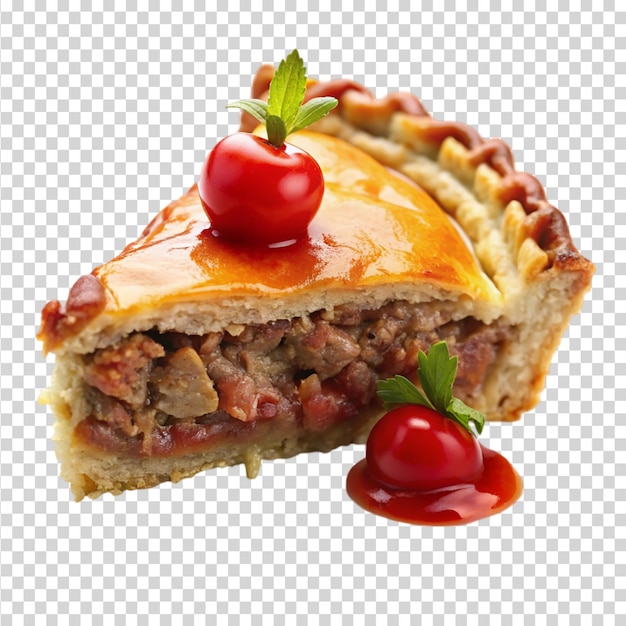 Eine Portion Tourti re mit Ketchup, isoliert auf durchsichtigem Hintergrund