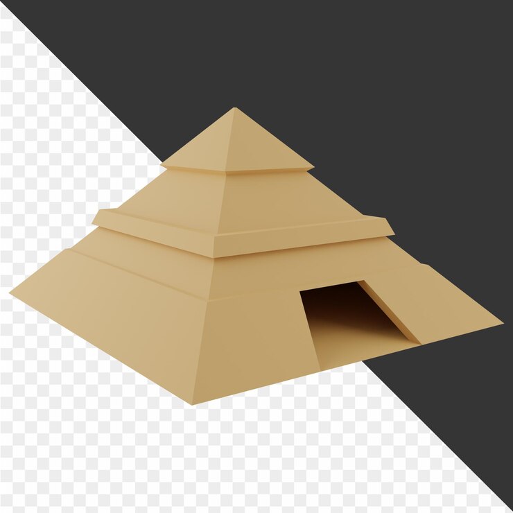 PSD eine pyramide aus karton mit einer pyramide darauf