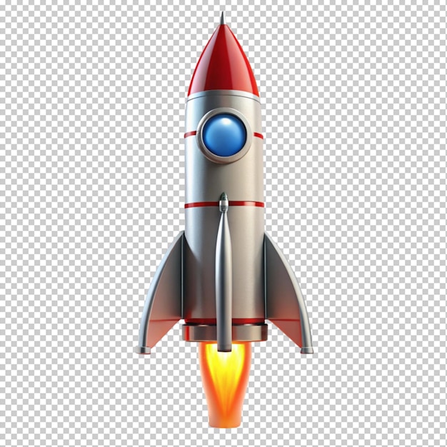 eine Rakete mit einem blauen Licht an der Unterseite und einem roten Boden