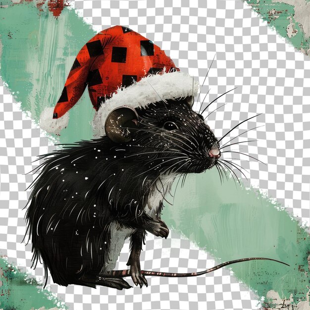 PSD eine ratte mit einem hut auf dem kopf trägt einen weihnachtsmannshut