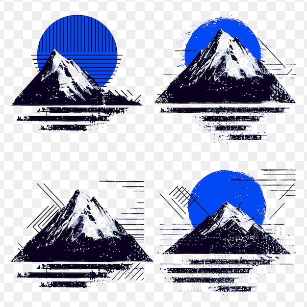 PSD eine reihe von bergen mit einer blauen sonne und der sonne