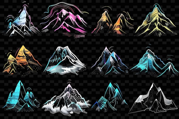 PSD eine reihe von bergen mit verschiedenen farben und formen