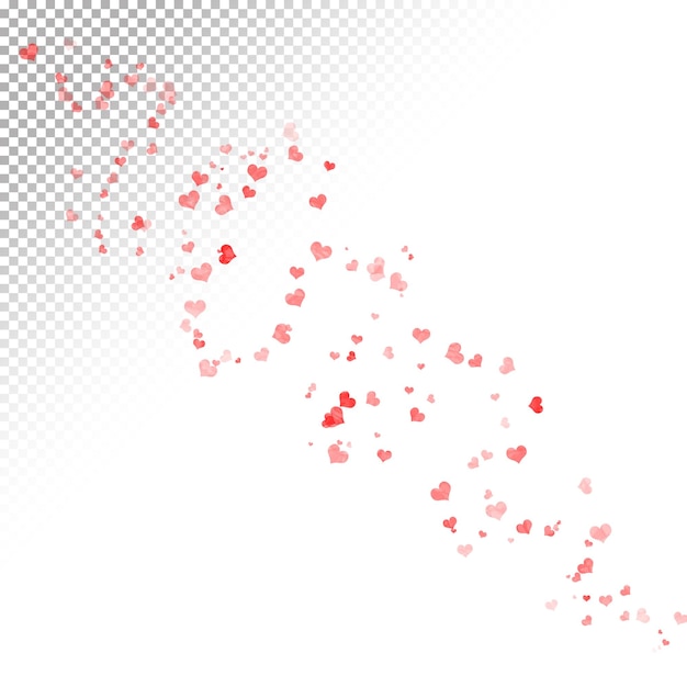 Eine Reihe von Herzen auf transparentem Hintergrund zum Valentinstag