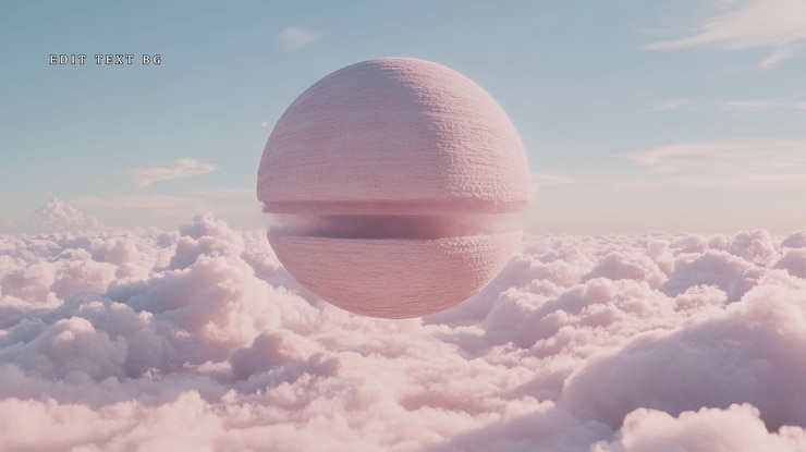 PSD eine rosa kugel schwebt bei sonnenuntergang über dem wolkenbild