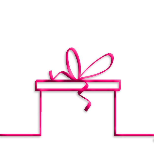 Eine rosa minimalistische Geschenkkiste mit einem Band