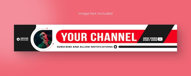 PSD eine rot-weiße anzeige für ein youtube-kanal-cover-design und ein linkedin-banner. youtube-banner