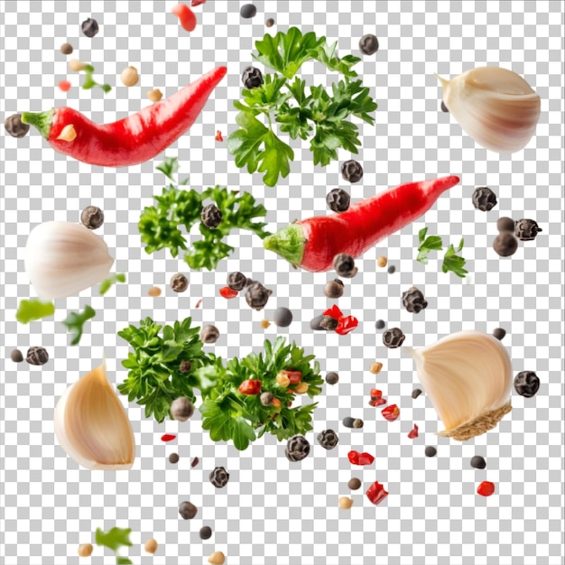 eine rote Chili-Zitrone und Blätter auf durchsichtigem Hintergrund