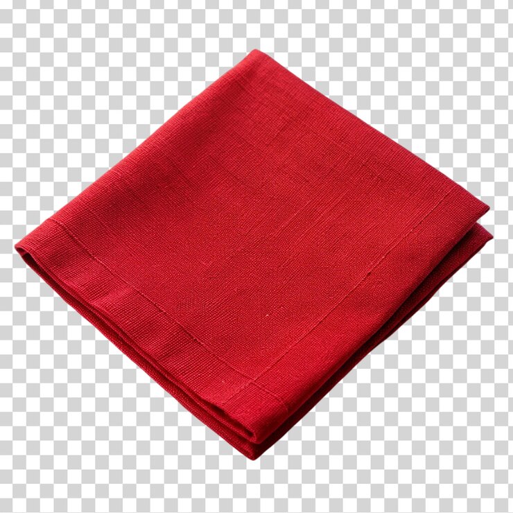 Eine rote Serviette auf durchsichtigem Hintergrund