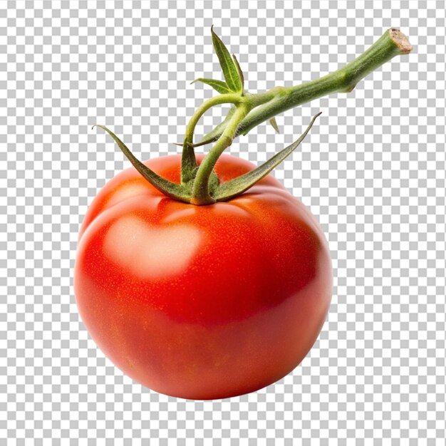 PSD eine rote tomate mit wassertropfen auf einem durchsichtigen hintergrund