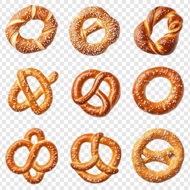 PSD eine sammlung von neun köstlichen pretzels