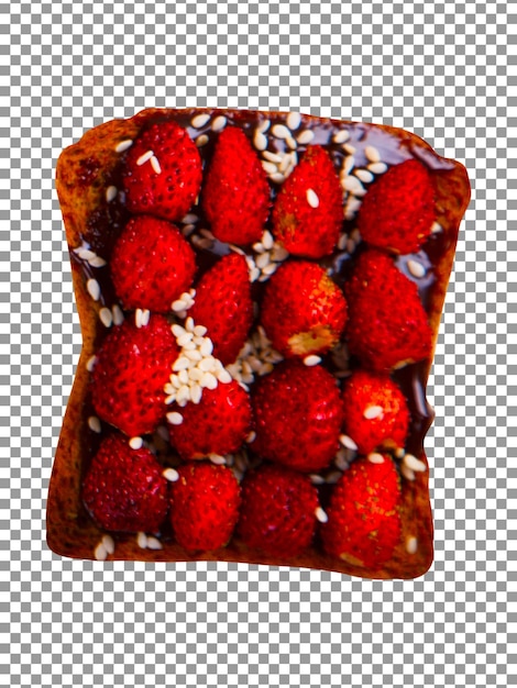 PSD eine scheibe toast mit erdbeeren auf transparentem hintergrund
