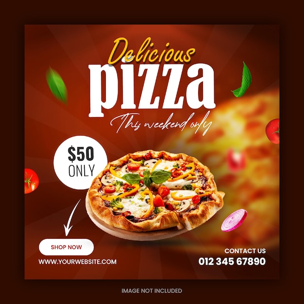 Eine schmackhafte Pizza- und Speise-Menü-Banner-Vorlage für soziale Medien