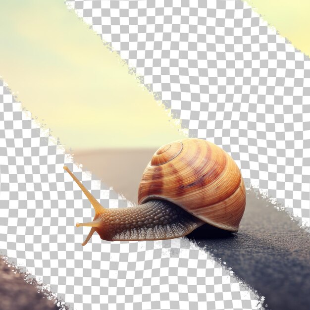 PSD eine schnecke auf einer schwarzen oberfläche mit einem gelben hintergrund