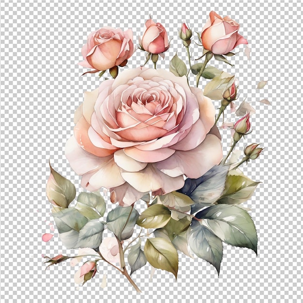 Eine schöne Aquarell Rose Blume T-Shirt Becher Design Blumen Blumen Bouquet Design
