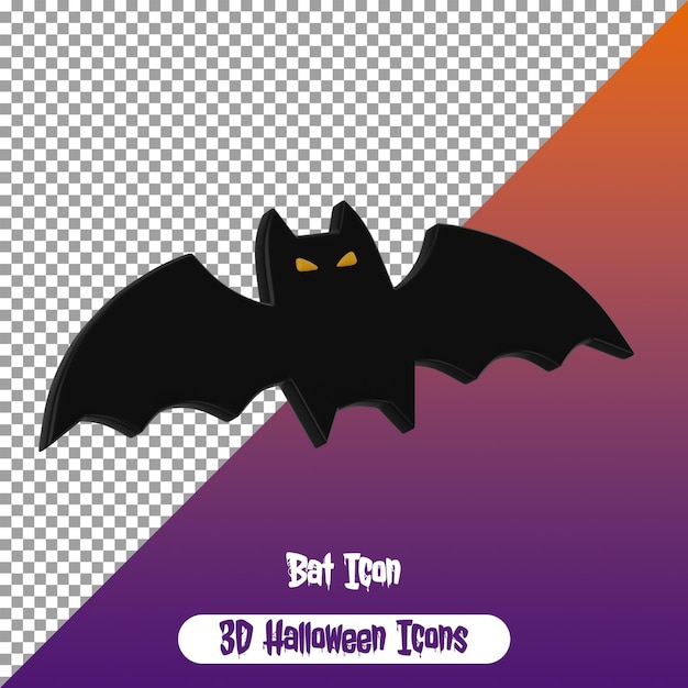Eine schöne schwarze Fledermaus fliegt für Halloween Dekoration 3D PNG Halloween Icon Isolated PSD