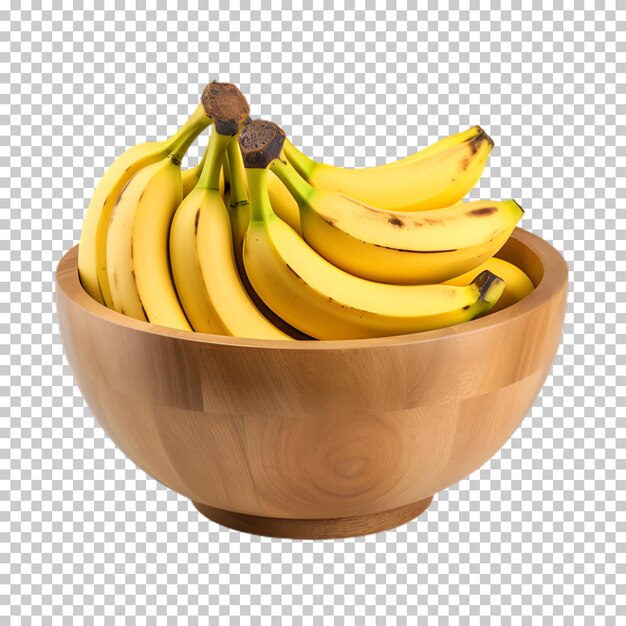 PSD eine schüssel mit bananen, die auf einem durchsichtigen hintergrund isoliert sind