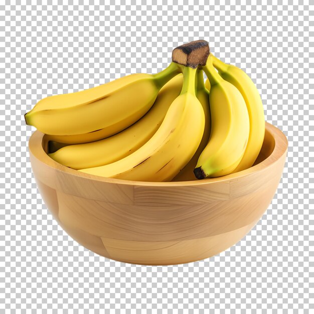 PSD eine schüssel mit bananen, die auf einem durchsichtigen hintergrund isoliert sind