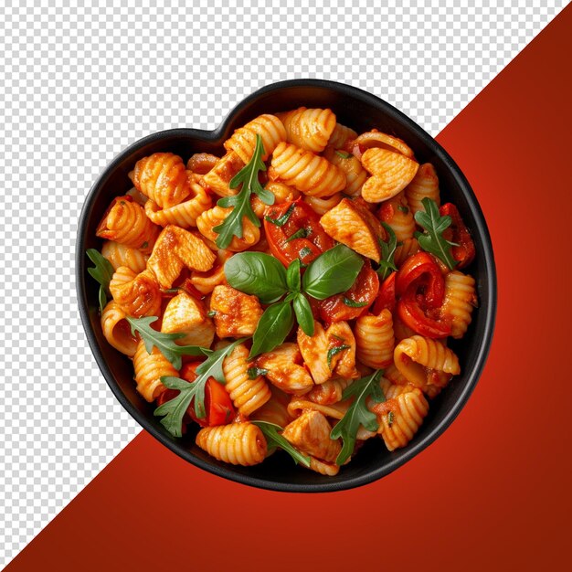 PSD eine schüssel pasta mit rotem hintergrund