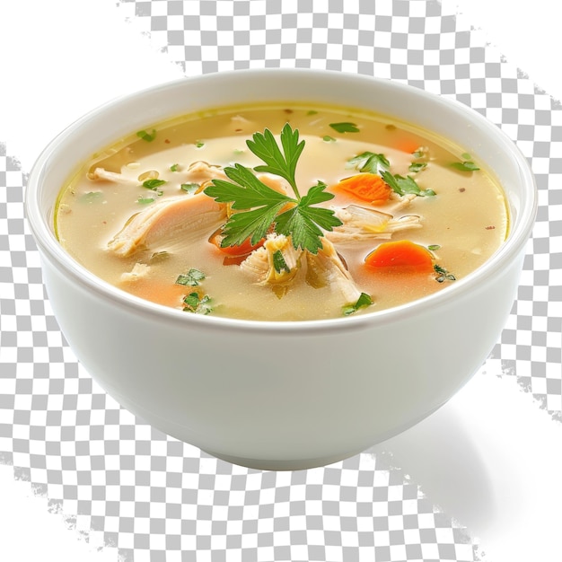 PSD eine schüssel suppe mit einem grünen blatt oben