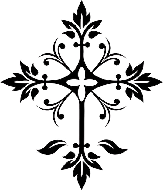 eine schwarz-weiße Zeichnung eines Kreuzes mit einem Entwurf, auf dem steht  das Kreuz