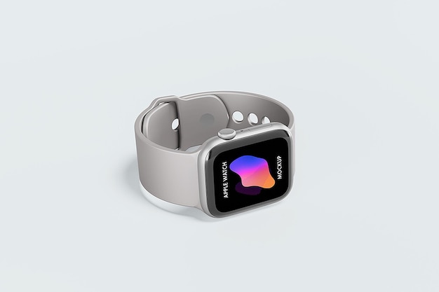 PSD eine silberne smartwatch mit regenbogenbildschirm.