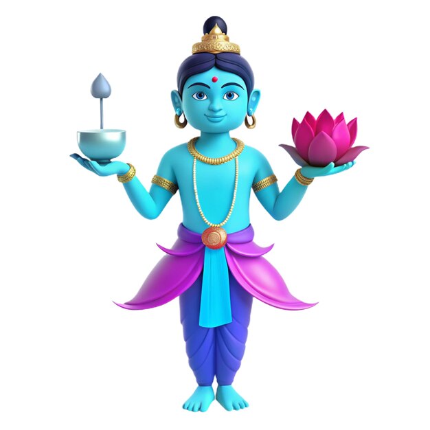 eine Statue der Gottheit mit einer Lotusblume in der Hand