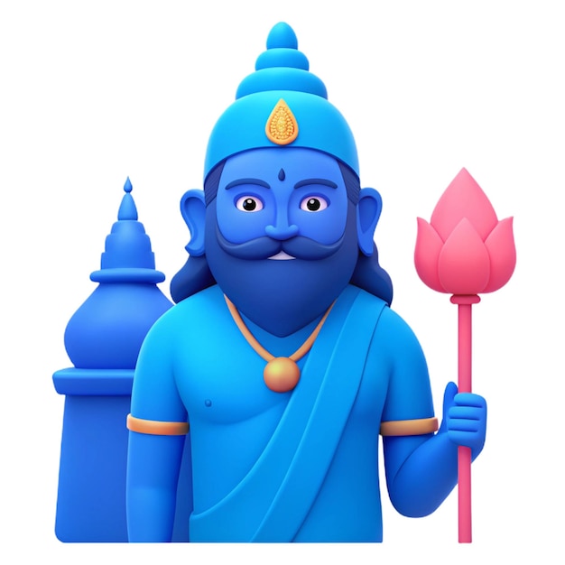 eine Statue einer Gottheit mit einer blauen Statue der Gottheit