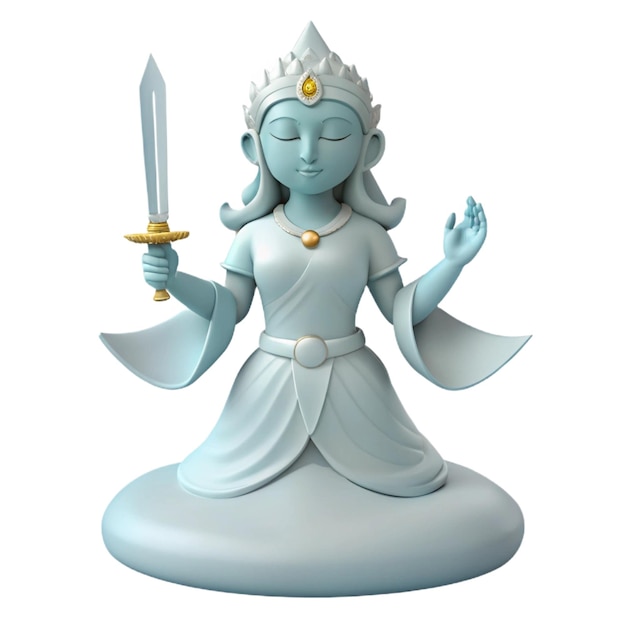 eine Statue eines Gottes mit einem Schwert in der Hand