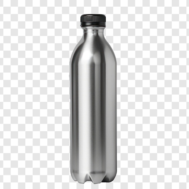 PSD eine stehende aluminium-wasserflasche auf durchsichtigem hintergrund (psd)