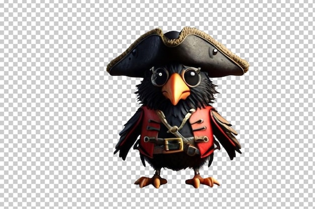 PSD eine süße 3d-krähe, verkleidet als pirat
