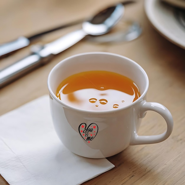 eine Tasse Kaffee mit einem Cartoon-Gesicht auf dem Mockup