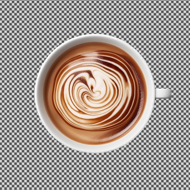PSD eine tasse kaffee mit einem spiralförmigen design an der spitze